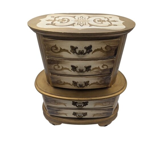 1960's Gold Florentine Musical Jewelry Box 5 Drawer - Picture 6 of 16